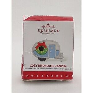 2015 Hallmark REPAINT ornament COZY BIRDHOUSE CAMPER Local Club miniature